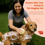 HamInWay Dog Bath Brush, 2-in-1 Dog Grooming Brush with Built-in Shampoo Dispenser, Gentle Silicone Bristles for Bath & Massage, Non-Slip Handle, Easy Clean Design for Dogs, Cats & Small Pets, Yellow