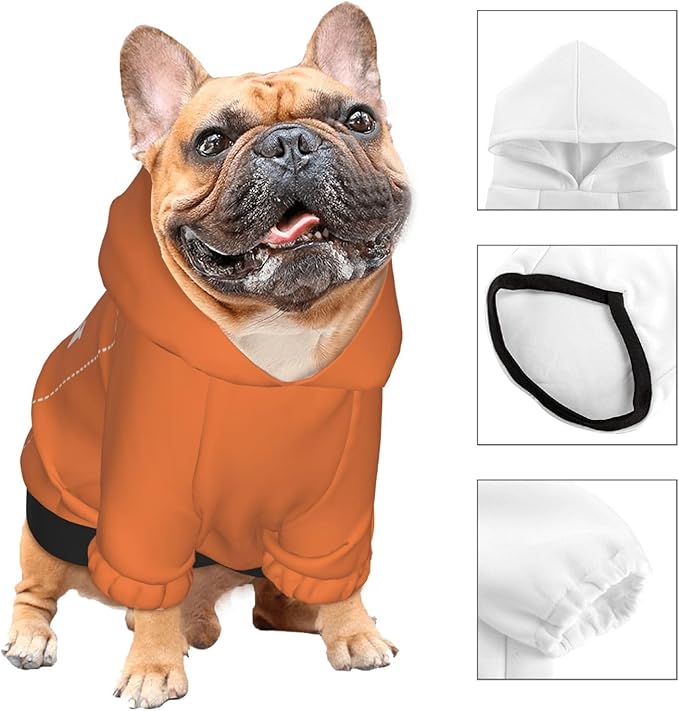 Dog Clothes, Custom Dog Hooded Sweatshirt, Personalized Pet Costume Robe Shirt with Text/Image/Club Name/Pet Shop Logo for Small Medium Large Dogs and Cats, Orange, S