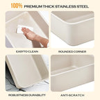 Stainless Steel Cat Litter Box - Metal High Sided Cat Pan, Large Khaki Gray Stainless Steel Box, Indoor Litter Tray, Non Stick, No Smell, Easy to Clean, Pet Toilet Supplies for Kitten, Kitty, Rabbit