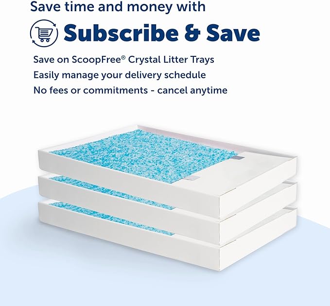PetSafe ScoopFree Crystal Pro Legacy Self-Cleaning Automatic Litter Box - Uncovered Motion-Sensing Cat Box with Integrated Health Counter - Includes 1 Disposable Crystal Litter Tray