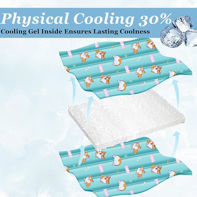 Dog Cooling Mat, Cooling Mat for Dogs & Cat, Provides Instant Relief for Small, Medium, Large Dogs, Washable, Non-Slip Design, Perfect for Hot Summer Days to Keep Pets Comfortable(S 20''*16'')