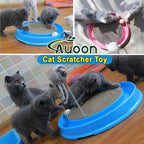 AUOON Cat Scratcher Toy with Ball Track - 3 in 1 Interactive Cat Toy, Cat Scratch Pad with Cat Ball Toy and Plush Cat Mouse Toy for Indoor Cats and Kittens (Gray)