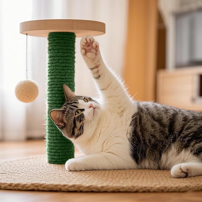 Sisal Rope for Cat Scratcher 1/4" 100 Ft Cat Tree Twine for Repairing Cat Scratching Post Replacement DIY Hemp Rope for Carpet Mat, Pet Toy, and Crafts Gardening Home Decorating (Green)