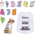 Custom Dog Birthday Shirt,Personalized Pet Apparel Print with Name Age Number,Pet Birthday Outfit,Lightweight Breathable Cotton Vest for Small Medium Large Dogs Cat (White, 7X-Large)