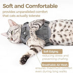 Cat Harness and Leash Set Escape Proof Tactical Medium Kitten Harness Emotional Support Cat Vest, Grey, M