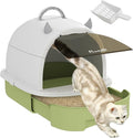 PawHut Cat Litter Box, Covered Kitty Litter Box with Lid, Scoop, Deodorizing Bags for Odor Control, Privacy, Portable, Easy to Clean, Green