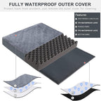 MIHIKK Waterproof Extra Large Dog Bed Orthopedic Dog Beds for Crate with Removable Washable Cover Egg-Crate Foam Pet Pad Mat with Anti-Slip Bottom, 44x32 Inch, Grey