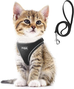 Fida Comfy Dog Harness with Leash, Cat Vest Harness Escape Proof, Breathable Lightweight Soft Mesh, Adjustable Reflective Step-in Harness for Puppy Toy Breeds & Extra-Small Pet (XXS, Black)