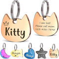 Anavia Small Size Dog Cat ID Tags, Small/XS Personalized Color Plated Stainless Steel Puppy Kitten Name Tags, Customized Engraved Nameplate Pet Collar Tag (Rose Gold, Cat Head)
