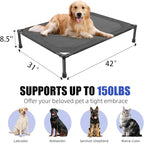 Simple Trending Elevated Dog Bed for Large Dogs, Waterproof Raised Dog Cot with Washable Mesh, Cooling Breathable Pet Bed for Outdoor, 42" x 31", Black