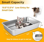 LIHONG Stainless Steel Cat Litter Box,Large Metal Litter Box for Small Large Cats Kitty Rabbits,No Smell,Non Stick,Easy to Clean(20" Lx14 Wx4 H,L)
