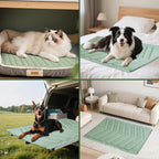 Cooling Mat for Dogs Ice Green, 150x102cm No Gel, Cool Fabric Top & Velvet Back Giant Pet Blanket, Washable, Pet Cooling Mat Available in 3 Sizes, Summer Relief for Dogs & Cats-C Size