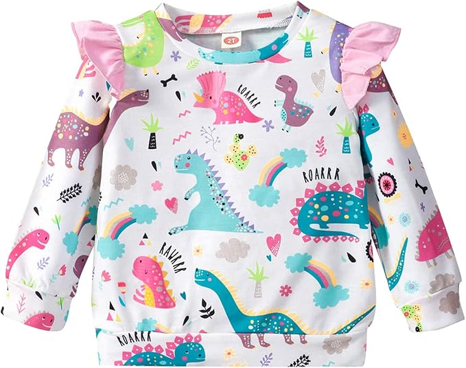 RETSUGO Toddler Baby Girls Sweatshirts Casual Pullover Crewneck Winter Long Sleeve Tops Shirts Clothes 3T-8T