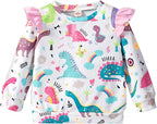 RETSUGO Toddler Baby Girls Sweatshirts Casual Pullover Crewneck Winter Long Sleeve Tops Shirts Clothes 3T-8T