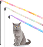 Sumind 3 Pieces Jungle Cat Wand Cat Teaser Charmer Interactive Fun Toys Wand Kitten Kitty Playing Toy, 3 Styles(Charming Color)