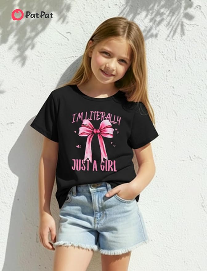 PATPAT Girls Crewneck Short Sleeve Graphic Tees Animal Print Shirts Cute Summer Outfits 5-12 Years
