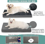Waterproof XL Dog Beds Large Sized Dog, Orthopedic Washable Crate Pad 42 inch, Extra Large Foam Pet Bed with Removable Cover Reversible, XLarge Anti-Slip Kennel Pad, 41"x27", Dark Gray