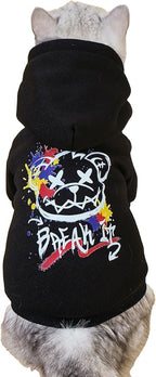 QWINEE Cartoon Bear Print Cat Hoodie Breathable Stretchy Sweatshirts with Hat Warm Cat Clothes for Small Medium Large Cats Dogs Multicolor XXS
