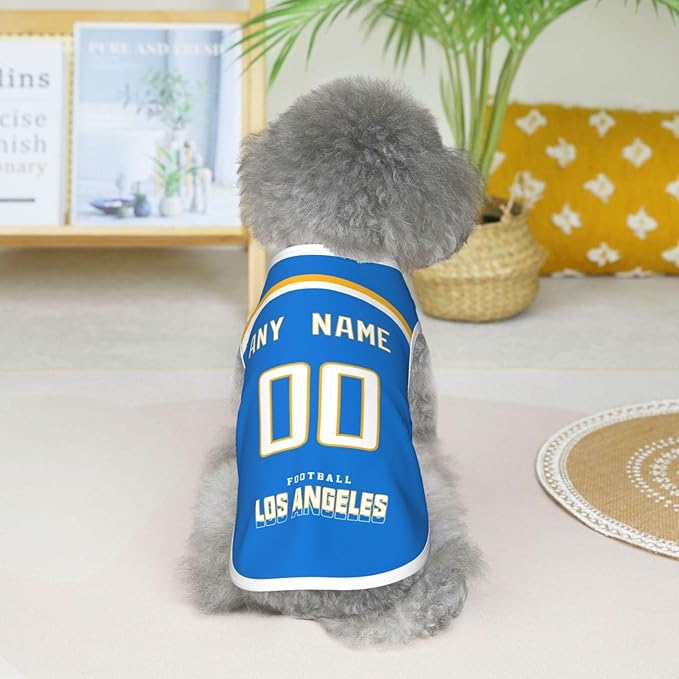 Los Angeles Custom Pet Jersey Dog Clothes Jersey Various Sizes Customized Any Name & Number for Small & Middle and Big Dogs