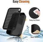 Cat Litter Box Step Ramp, Cat Litter Catcher Mat with Wooden Feet, Filter Function, Pedal Stool for Self-Cleaning Litter Box, Ideal for Kitten & Elderly Cats (Black)