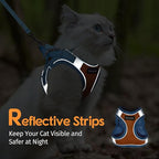 Dooradar Cat Harness and Leash Set, Escape Proof Lightweight Kitten Harness, Soft Breathable Reflective Vest for Outdoor Walking Traveling, Adjustable for Large Cats, Orange & Blue, L