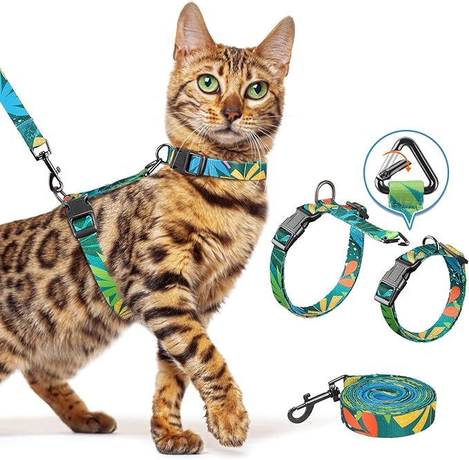 Halypet Cat Harness and Leash Set, Escape Proof [3 in 1 Adjustable & Lightweight] Cat Harness, Soft Comfortable Kitten Harness for Cats Safe, Easy to Wear, Outdoor Walking Travel