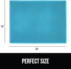 GORILLA GRIP Honeycomb Cat Litter Box Mat, Two Layer Trapping Waste Mats, Soft On Paws, Litter Box Supplies and Essentials for Indoor Cats, Traps Excess, Water Resistant for Floors, 24x15 Turquoise