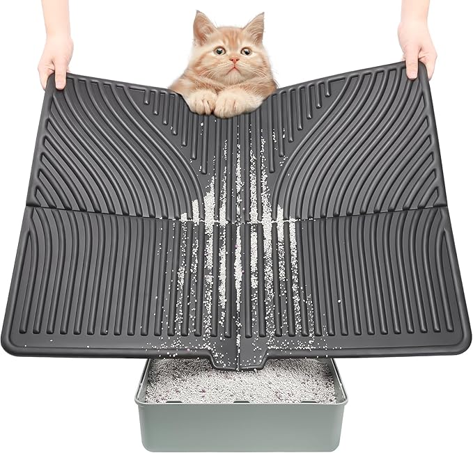 UPSKY Cat Litter Mat, Large Kitty Litter Trapping Mat Soft on Kitty Paws, Litter Box Mat Keep Floor Clean, 31" x 24" Waterproof and Washable Trapping Mats Catcher Pad for Scatter Control