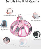 Dog Harness for Small Medium Dogs No Pull, Cat Harness and Leash Set, Step in Puppy Harness. (Pink, XS)