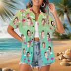 Custom Hawaiian Shirt with Face for Men, Unisex Tropical Beach Shirts Personalized Casual Funny Hawaii Button Down Shirts
