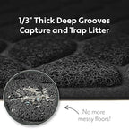MIGHTY MONKEY Waterproof BPA Free Cat Litter Box Trapping Mat, Easy Clean Floors, Textured Backing, Soft on Sensitive Kitty Paws, Cats Accessories, Less Waste, Stays in Place, 24x17, Black