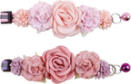 2 Pack Cat Collar Pink Floral with Bell and Removable Flower Bowtie Breakaway Adjustable Cat Collar for Girl Kitten Puppy Small Cats Dogs Daily Decoration (XQ10-8)
