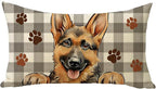 German Shepherd Dog Lumbar Decorative Throw Pillow Cover 12x20, Rectangular Paw Prints Outdoor Home Decor Pet Owner Lover Gift, Farmhouse Buffalo Plaid Sofa Couch Cushion Case Housewarming Gifts