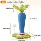 Cute Cat Scratching Post, Carrot Cat Scratcher Post with Durable Natural Wooden Turntable Toy and Catnip, 24'‘ H Blue Carrot Shape Design Sisal Cat Tree Sisal Scratcher for Indoor Cats (Cloud Base)