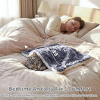 Cat Blanket for Indoor Cats - Ultra Thick 460GSM Faux Rabbit Fur & 260GSM Sherpa, Small Pet Throw for Carrier, Crate & Couch Protection, Soft Thermal Kitten Bedding, 21"x18" Grey