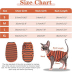 BRKURLEG Sphynx Hairless Cats Shirt Puppy Clothes Soft Cotton T-Shirts Cute Cats Pajamas Cat Stripes Vest Pet Sweater, Round Collar Vest Kitten Shirts(Red Stripes, M)