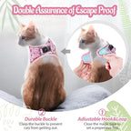 Cat Harness and Leash Escape Proof for Walking, Adjustable Soft Kitten Harness with Reflective Straps Step in Cat Vest Harness for Small Kitten and XS Dogs (Pink, S-Chest(11.8"-13.7"))