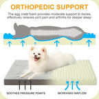 KSIIA Orthopedic Dog Bed, Deluxe Plush Waterproof, 29 x 18 Inch, Gray, 3-Inch Thick High-Density Egg Crate Foam, Removable Cover, Machine Washable