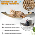Cat Wall Shelves Scratcher Mat Scratcher 34.64 x 12.59 Inch, Climbable Burlap Scratch Pad for Cats Space-Saving & Playing, Climbing & Resting Stabilized Cat Wall Hammock Large Cats or Kittens