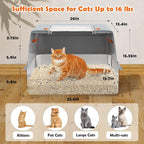 Vivifying Stainless Steel Litter Box with Lid, XL Side Entry Extra Large Litter Box for Big Cats & Kitty, Removable Enclosed Metal Cat Pan with High Sided Enclosure, Scoop, Mat, Footboard (Gray)