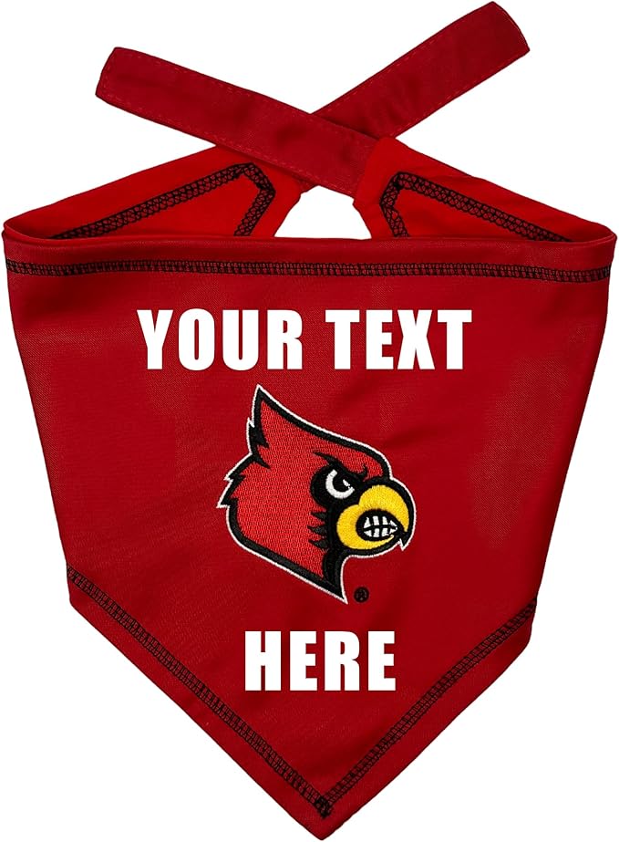Pets First NCAA Louisville Cardinals Personalized Tie Around Bandana for Dogs & Cats, Size Large/X-Large. Custom Dog Bandana Scarf Bib for Cat Dog. The Ultimate Game-Day & Party Customizable Bandana