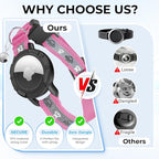 Breakaway AirTag Cat Collar, Reflective Cat Tracker Collar with Air Tag Holder and Bell, Safety Elastic Band Cat GPS Collars for Girl Boy Cats, Kittens and Puppies (Hotpink, 8-13'')
