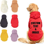 Custom Dog Hoodie, Personalized Sweatshirt with Photo Text Name Logo, Customized Hooded Sweater for Small Medium Large Dogs & Cats (Red, XXX-Large)