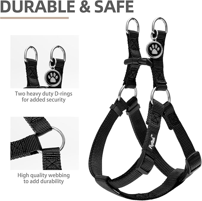 PUPTECK No Pull Dog Harness Soft Adjustable Basic Nylon Step in Puppy Vest Outdoor Walking with ID Tag Medium