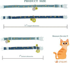 2 Pack Denim Breakaway Cat Collars with Bell Cat Paw Pendant Kitty Kitten Collars Blue Collar for Female Girl Cats Male Boy Cats Star Print