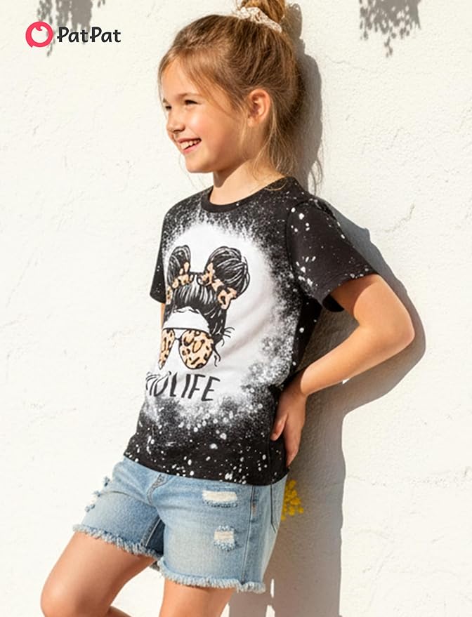 PATPAT Girls Crewneck Short Sleeve Graphic Tees Animal Print Shirts Cute Summer Outfits 5-12 Years