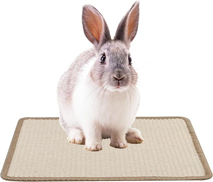 Large Rabbit Scratching Pad,23.6 x15.7 Inch Natural Sisal Scratch Mat for Bunny Biting Sleeping Nesting Pad Indoor Small Animal Claws and Teeth Care Bedding Accessories