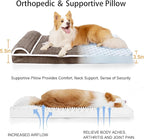Orthopedic Dog Bed Large Sized Dog with Pillow 36''X24'', Waterproof Soft Comfortable Egg Crate Foam Pet Crate Beds Mat with Removable Washable Cover and Non-Slip Bottom, Taupe