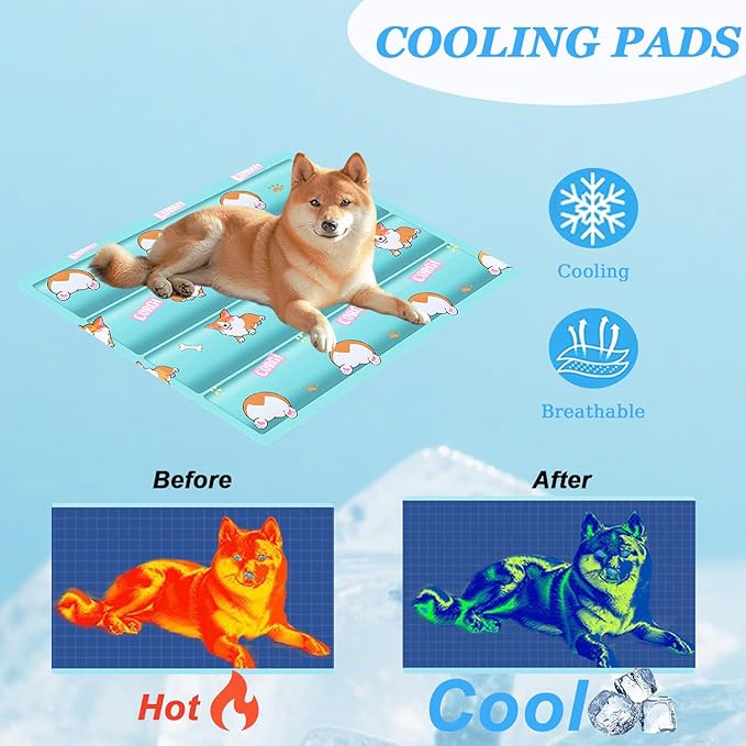 Dog Cooling Mat, Cooling Mat for Dogs & Cat, Provides Instant Relief for Small, Medium, Large Dogs, Washable, Non-Slip Design, Perfect for Hot Summer Days to Keep Pets Comfortable(M 17.7''*23.6'')