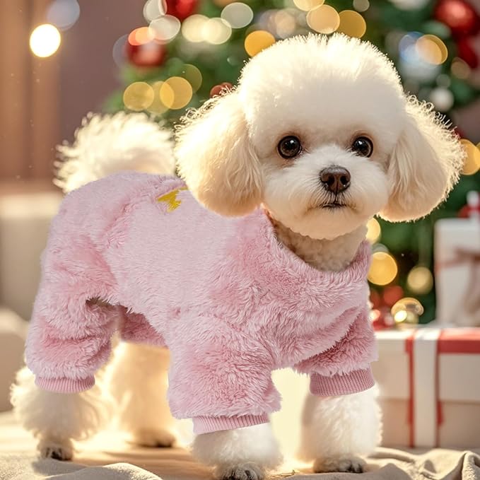 Plush Dog Pajamas Cute Warm Puppy Crown Pajamas Warm Kitten Winter Jumpsuit Clothes for Small Dogs Cats Girl(S)